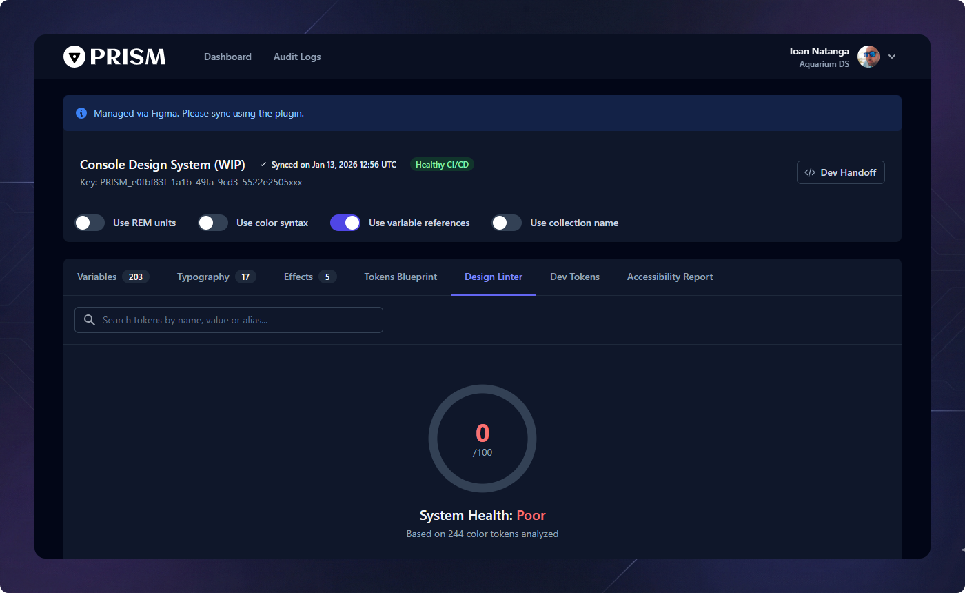Prism Dashboard Overview